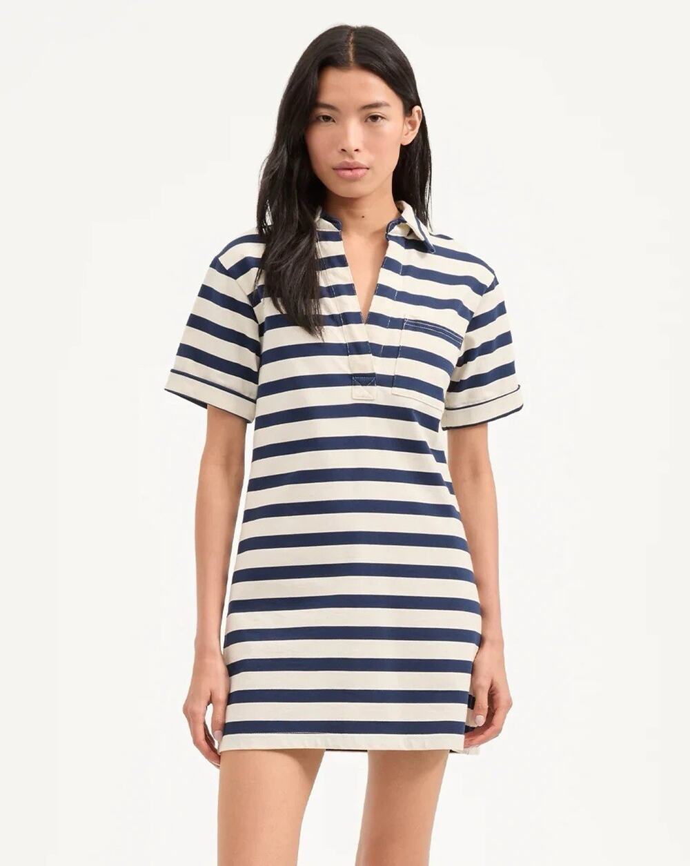 Veronica Beard Cayden Dress Polo striped Short Sleeve M